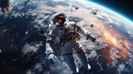 Astronaut in space suit. AI generated