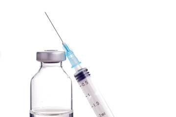Medicine in vials with syringe, ready for vaccine injection , Cancer Treatment , Pain Treatment and...