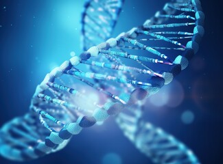 DNA structure genetics, double helix genetic code molecular biology concept in a blue background