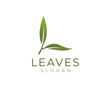 Vector letter L logo design template illustration with nature leaf shape 