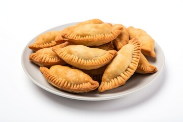 a group of empanadas sitting on top of a white plate, created by Generative AI