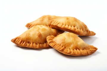 a group of three empanadas sitting on top of a white table, created by Generative AI