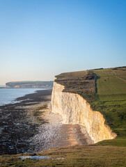 Side view of the cliff edge of England Seven Sister before sunset