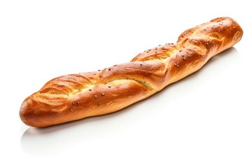 a long loaf of bread on a white background, created by Generative AI