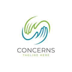 Vector hold hand concerns logo design template illustration