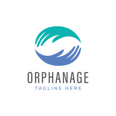 Fototapeta premium Vector hold hand orphanage logo design template illustration