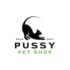 Vector cute cat logo design template illustration