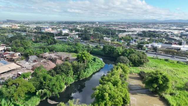 Aerial shot of the neighborhoods around Manila, Philippines.