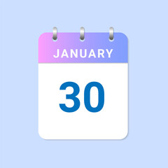 Daily calendar of january month on white paper note