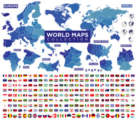 Flag and World map with countries	