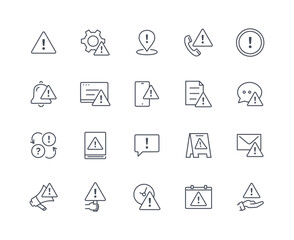 Warning icons outline set