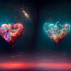 two lovers fall into virtually reality 4k vibrant galaxy 
