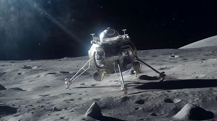 Fotobehang A spacecraft landing on the moon's surface. AI generated © PandaStockArt