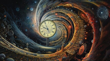 abstract concept of warped space and time continuum - obrazy, fototapety, plakaty