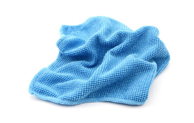 Blue microfiber screen cleaning cloth, isolated on a white background