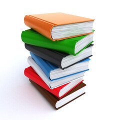 Stack of colorful books on the white background (3d render)