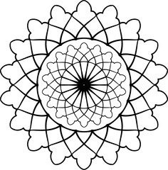 Obraz premium Circular mandala pattern. Decorative doodle ornament. Vector illustration. Coloring book page element.