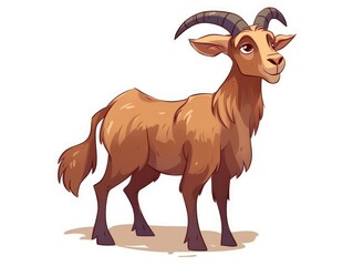 Goat in Cartoon Style on white background - generative AI