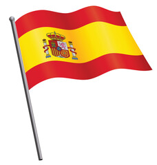 Spanish flag waving on flagpole