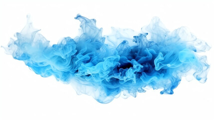 Blue paint color cloud liquid ink in water isolated transparent - Generative AI