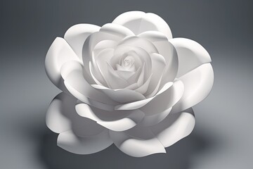 minimalist white rose on a neutral gray background