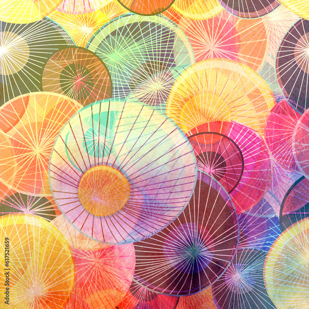 Poster abstract watercolor interesting graphic background with different elements
