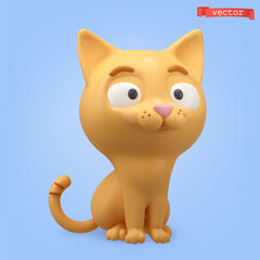 Cat 3d cartoon vector icon