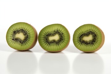 halved kiwi fruit on a plain white background