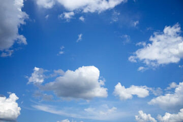 Obraz premium White cumulus clouds in a blue sky.Photo of clouds in the sky.
