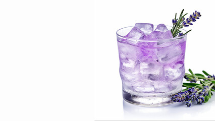 delicious alcoholic cocktail with ice lavender and rosemary