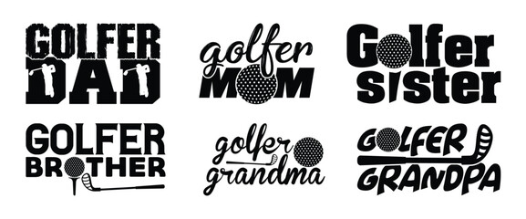 Obraz premium Golf Family T shirt Design Bundle, Vector Golf T shirt design, Golfing shirt, Golf typography T shirt design Collection