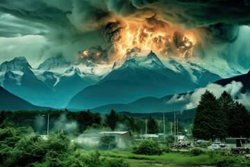 A hyperrealistic depiction of melting glaciers and icebergs, illustrating the impact of global warming on Earth's polar regions, in hyperrealistic 8k detail