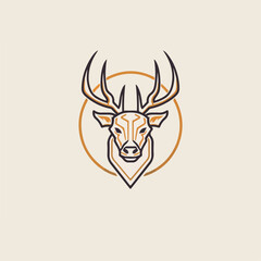 Deer in icon, logo style. Cartoon animal design. Flat vector illustration isolated
