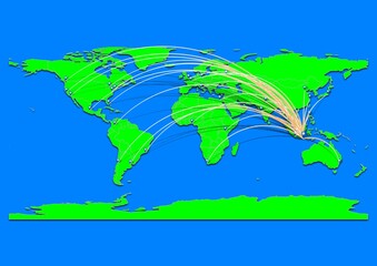 Naklejka premium Vibrant Denpasar, Indonesia map - Export concept map for Denpasar, Indonesia on World map. Suitable for export concepts. File is suitable for digital editing and prints of all sizes.