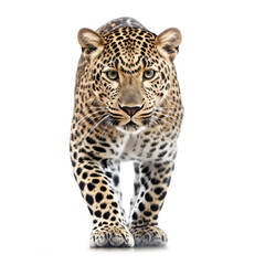 Fototapeta na wymiar Leopard, full body, isolated on white background