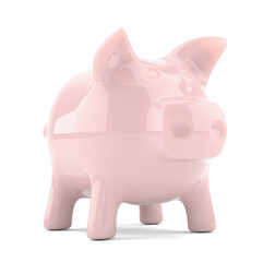 Pink piggy bank isolated on white background. 3D illustration
