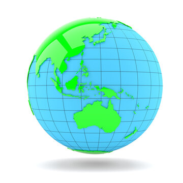 Map of the world globe with shadow on white background. 3D illustration