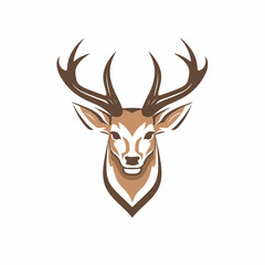 Fototapeta premium Deer in icon, logo style. Cartoon animal design. Flat vector illustration isolated 