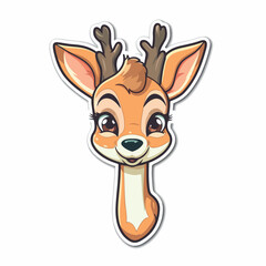 Deer in icon, logo style. Cartoon animal design. Flat vector illustration isolated
