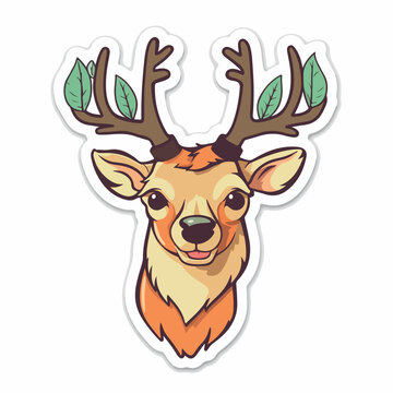 Deer in icon, logo style. Cartoon animal design. Flat vector illustration isolated
