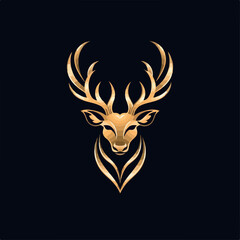 Deer in icon, logo style. Cartoon animal design. Flat vector illustration isolated
