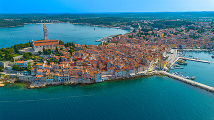 Obraz premium Beautiful old town Rovinj - aerial view. Istria. Croatia