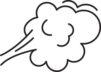 Fart cloud vector linear icon, smoke poof doodle, comic breath, air, steam puff, dust or flatulence, cartoon smell pop, funny gas outline design. Editable stroke. Aroma illustration