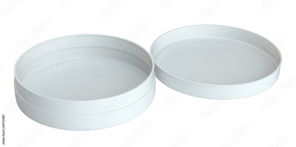 Aufkleber white round open empty box. isolated on white. 3d rendering