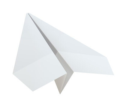White paper airplane icon, isolated on white. 3D Illustration