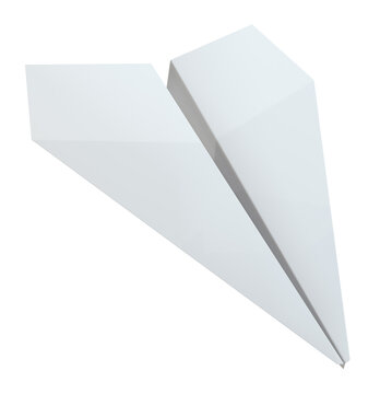 Origami paper airplane on white background. 3D Illustration