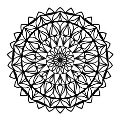 Circular mandala pattern. Decorative doodle ornament. Vector illustration. Coloring book page element.