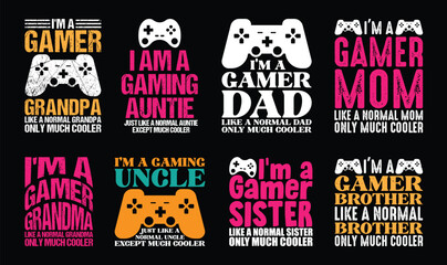 Gaming T shirt Design Bundle, Vector Gaming T shirt  design, Gamer shirt,  Gaming typography T shirt design Collection