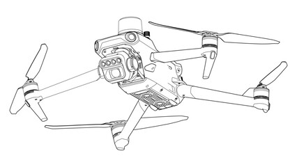 Drone FPV Line Stroke. Drone Vector. White Background. R23002
