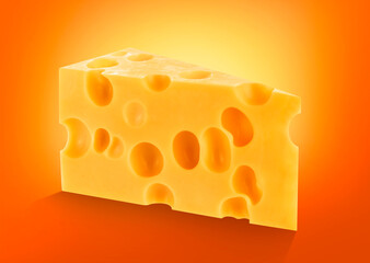 Piece of cheese isolated on a white background. With clipping path.